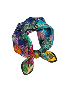 Summer New Fashion Scarf, Silk Floral Scarf, 100% Mulberry Silk Decorative Scarf, Women's Small Square Scarf