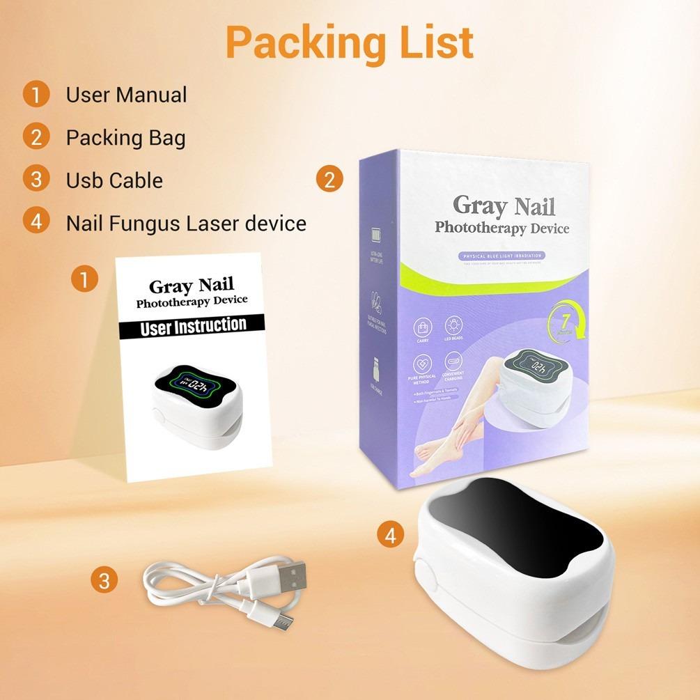 Nail Fungus Laser Therapy Device USB Rechargeable Nail Lamp 470nm Blue Light 910nm Infrared Dual-Wavelength Therapy Antibacterial Antifungal Nail Care Repair Gel Nail Dryer Manicure Tool for Home Salon Use Non-Invasive Safe Fungal Infection Removal