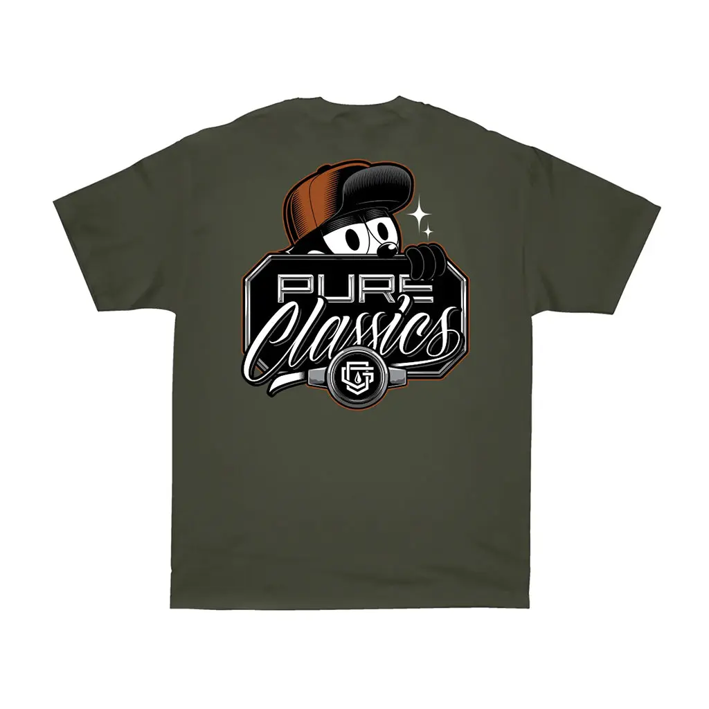 OG Family Men's Felix the Cat Vintage Graphic Tee, Classic Fit Short-Sleeve Streetwear for Collectors, Olive, Graphic Tee Addict, Og Graphic Men's Short-Sleeve T-Shirts