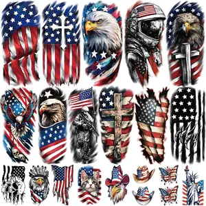 77 Sheets Independence Day Temporary Tattoos, USA Flag Patriotic Waterproof Fake Tattoos, Red White and Blue Party Supplies Tattoo for 4th of July Memorial Day, Veterans Day Tattoos