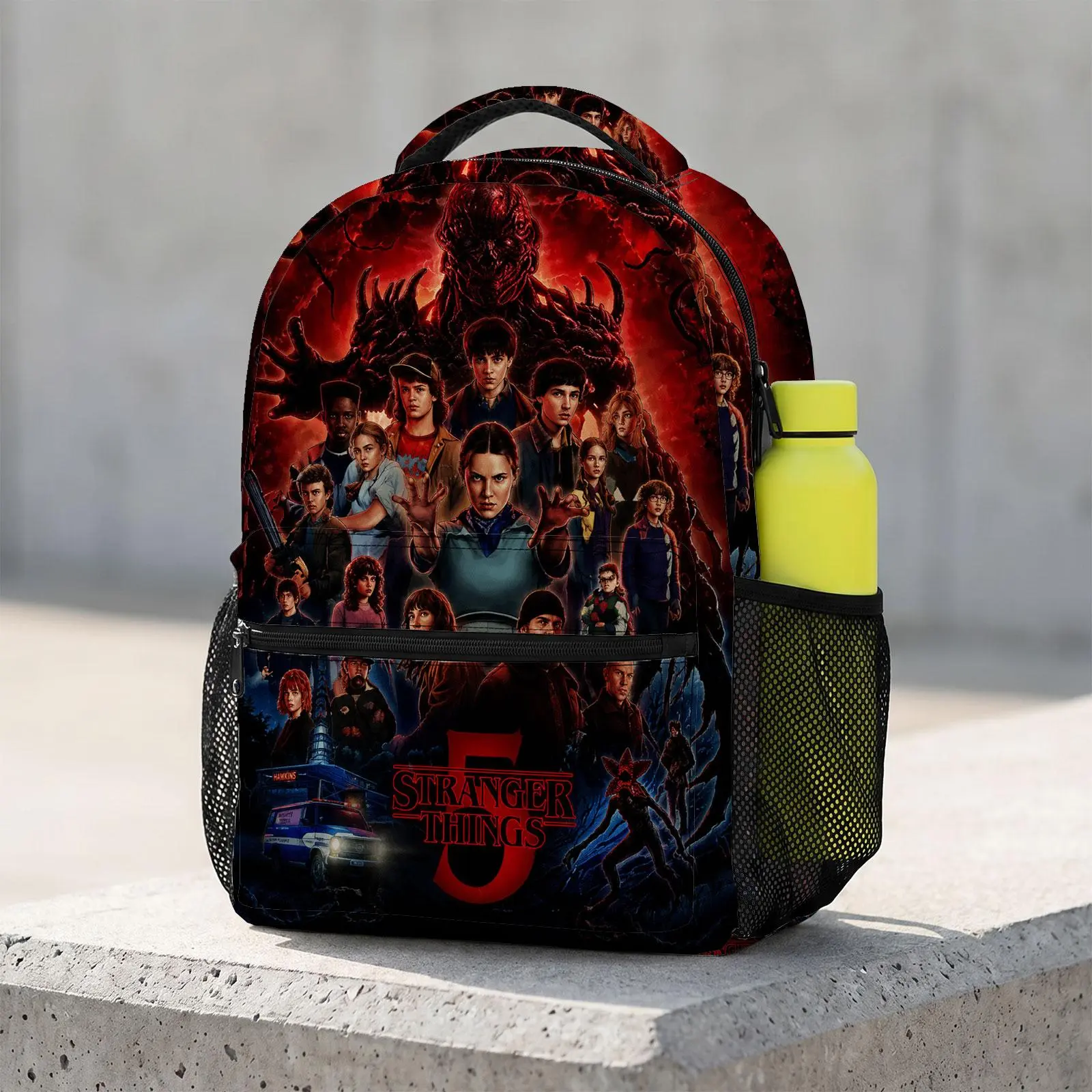 Stranger-Things Large Capacity Cute Cartoon Animal Travel Bag | Heavy Duty School Backpack with Chest Buckle | Kawaii Printed Bookbag for Boys and Girls