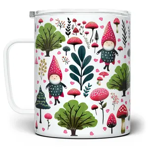 LOFTIPOP Woodland Spring Mushroom Gnome Insulated Travel Mug, Cottagecore Gifts, Cute Valentine Mugs, Designed and Printed in the USA by Loftipop