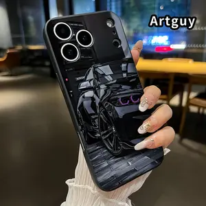 Straight Edge Phone Case for iPhone 17 15 Plus 16 Pro Max 14 13 12 11 XS XR Air mini A Sleek And Innovative Sports Car Pattern Drop Protection Shockproof Soft Silicone smartphone Cover