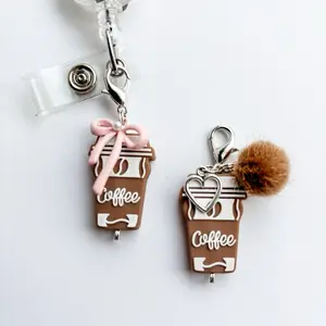 Badge Reel Charm Nurse ID Holder Charm Purse Charm Backpack Coffee Lover Pink Bow Coquette Shoe Charm, Badge Reel Not Included BADGE REEL NOT INCLUDED Unique