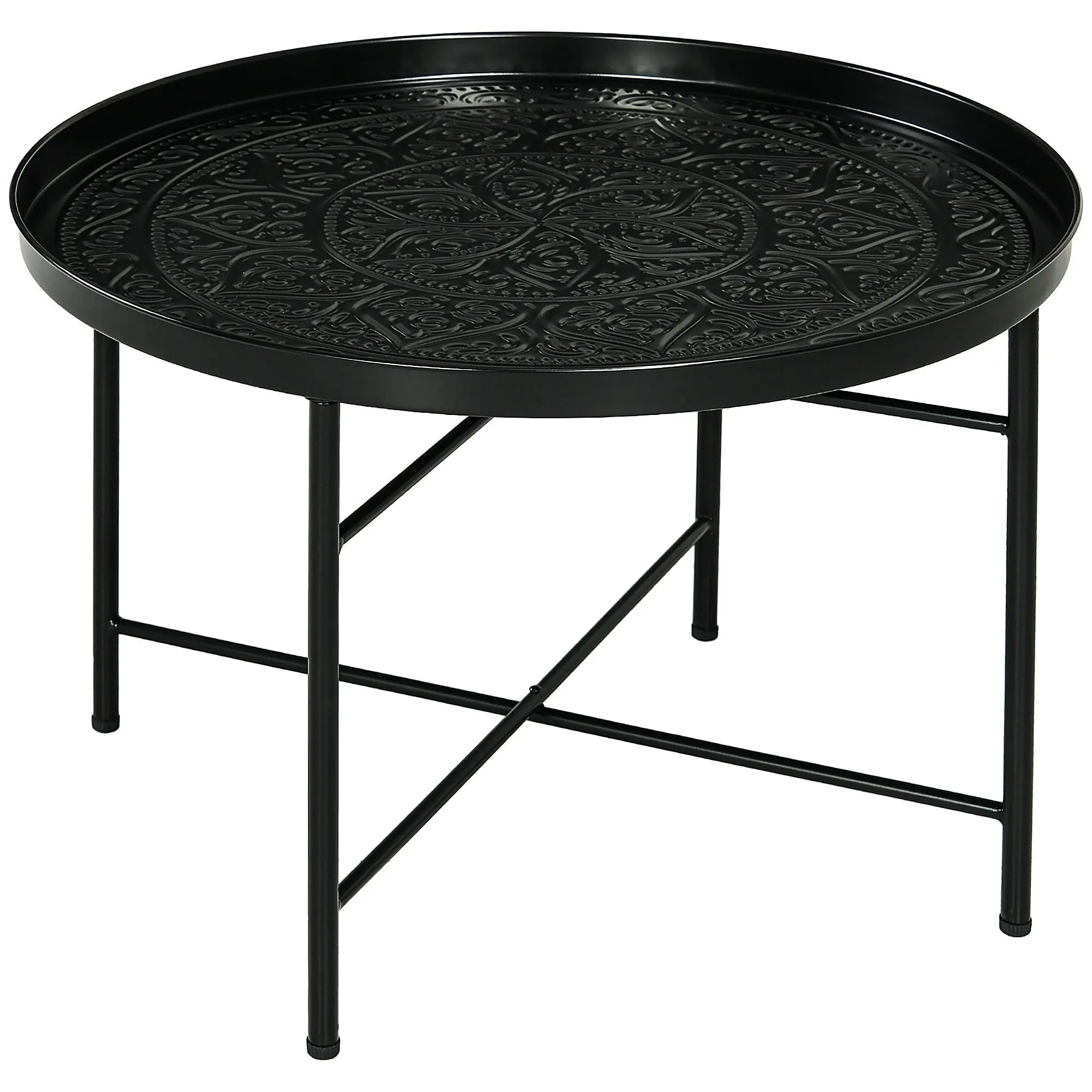 24-Inch Diameter Coffee Table, Multi-Purpose Dining Table for Small Apartment Living Room, Reinforced Crossbars, 110 lbs Weight Capacity, No Wobble, Multi-Purpose Dining Tables