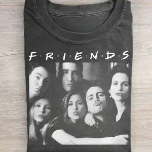 Vintage Friends TV Show Graphic Tee - Movie Shirt - Friends Group Photo Tee - Chandler Bing Shirt - Iconic Movie Scenes - Gift for Friends Top Womenswear VDZ
