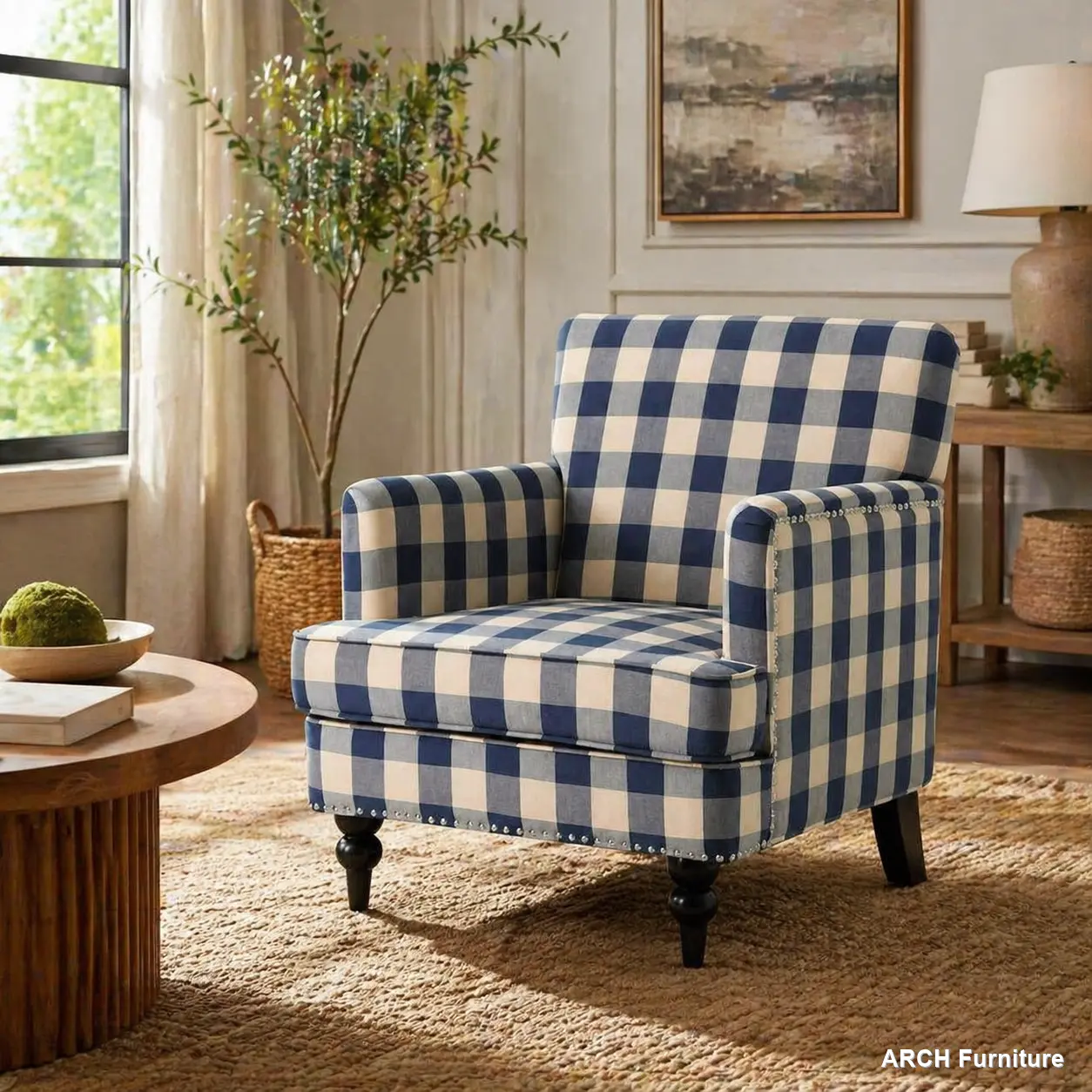 ARCH HARRISON Tufted Fabric Armchair - Compact, Contemporary Apartment-Size Indoor Seating Furniture