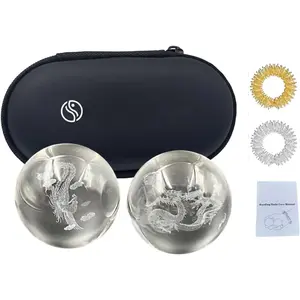 Baoding Balls 1.57" inch Chinese Healthy Massage Balls for Hands Therapy Stress Relief Hand Exercise Crystal Balls Dragon and Phoenix