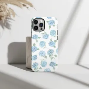 Blue Hydrangea Flower Phone Case Coastal Preppy Floral Cute Suitable for IPhone17 11 12 13 14 15 16 Pro Max Air Plus