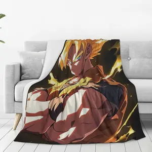 Goku Movie Night Blanket – Ultra Soft Flannel Throw for Bedroom, Sofa, Couch, Living Room, Travel & Movie Nights, Warm Cozy Anime Blanket for Fans