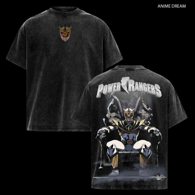 Lord Drakkon Power Rangers Edition Double Printed Oversize Lightweight Acid Washed Tee TV Series Graphic Design Top Cotton Streetwear Movie T-Shirt Clothes Menswear Womenswear Apparel Classic