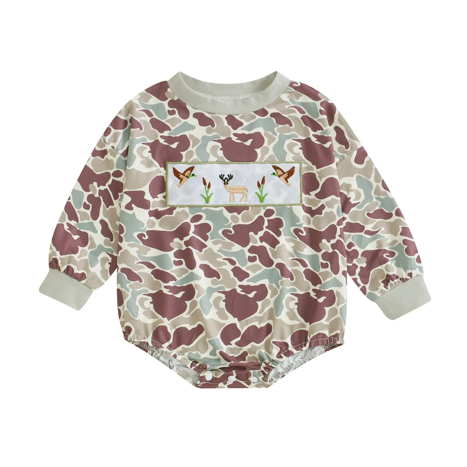 Baby Boys Duck Hunting Clothes Long Sleeve Camoflage Sweatshirt Romper Infant Fall Winter Outfits