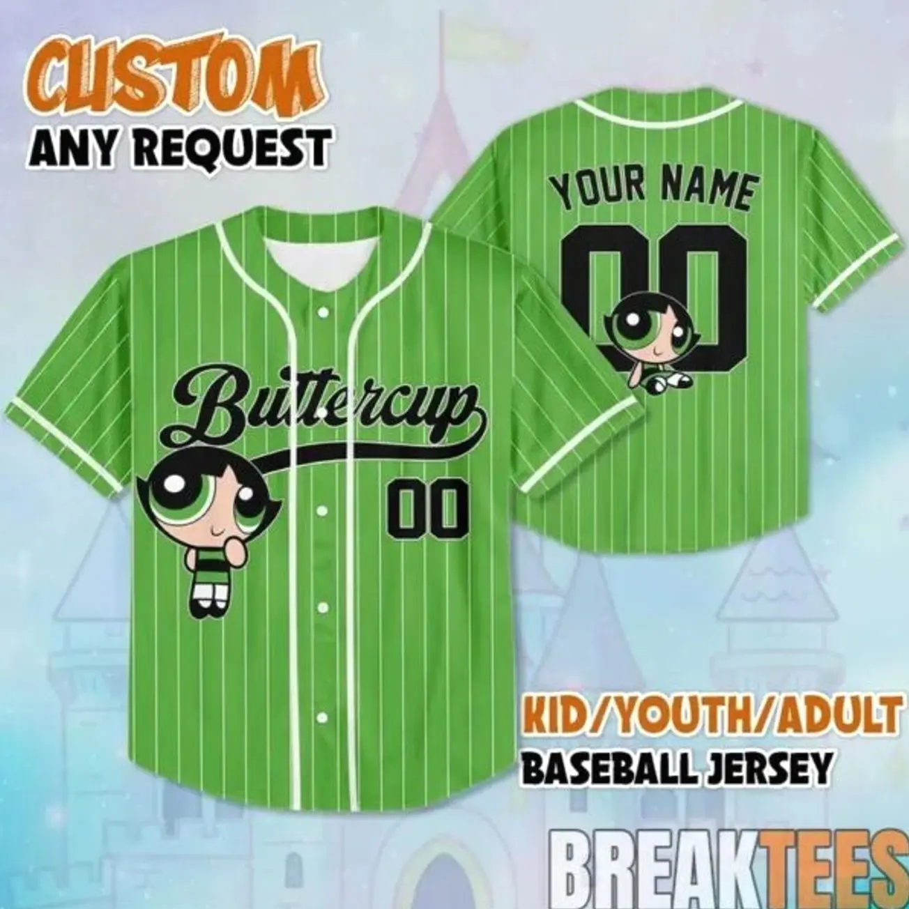 Buttercup The Powerpuff Girls Baseball Jersey V2 HXH