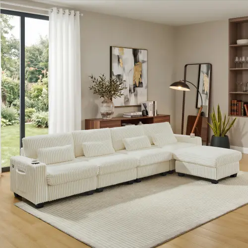 Beige+Wood + Foam + 4-Seater