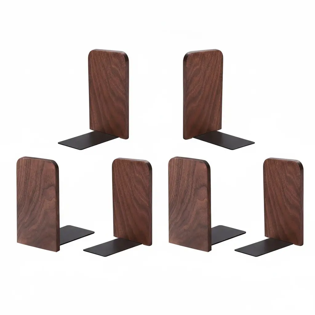6-Pack Heavy-Duty Modern Solid Wood Bookends - Non-Slip Desk Organizer, Decorative Corner Gaming Display - Book Lover Gifts for Home Library Shelves, Collectibles for Teachers, Thoughtful Gift for All Ages