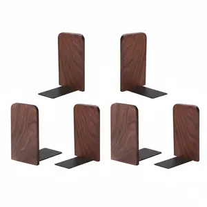 6-Pack Solid Wood Bookends Non-Slip Heavy Duty Supports for Shelves Organize Books Movies & Collectibles Home Library Living Room