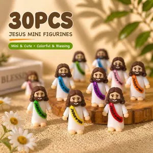 30 Colorful Mini Jesus Rubber Figures, Original Hide-And-Seek Jesus Dolls, Christmas, Baptism, Sunday School Christian Party Gifts
