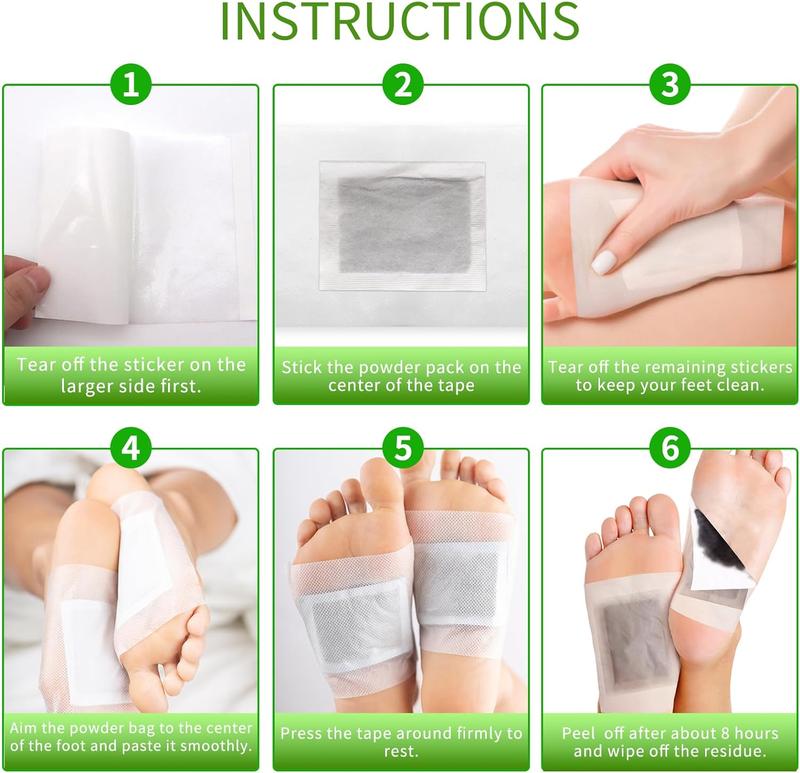 Foot Detox Patches for Stress Relief Toxin Removal & Better Sleep Natural Deep Cleansing Pads Healthy Healthcare Solution Treatment 40pcs Herbal Wellness Blend Ginger Turmeric Peppermint Essential Herbs