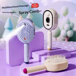 Electric Spray Air Cushion Scalp Massager Comb – Self-Cleaning, Anti-Tangle, Anti-Static, Volumizing Hair Care with Essential Oil Mist Aromatherapy