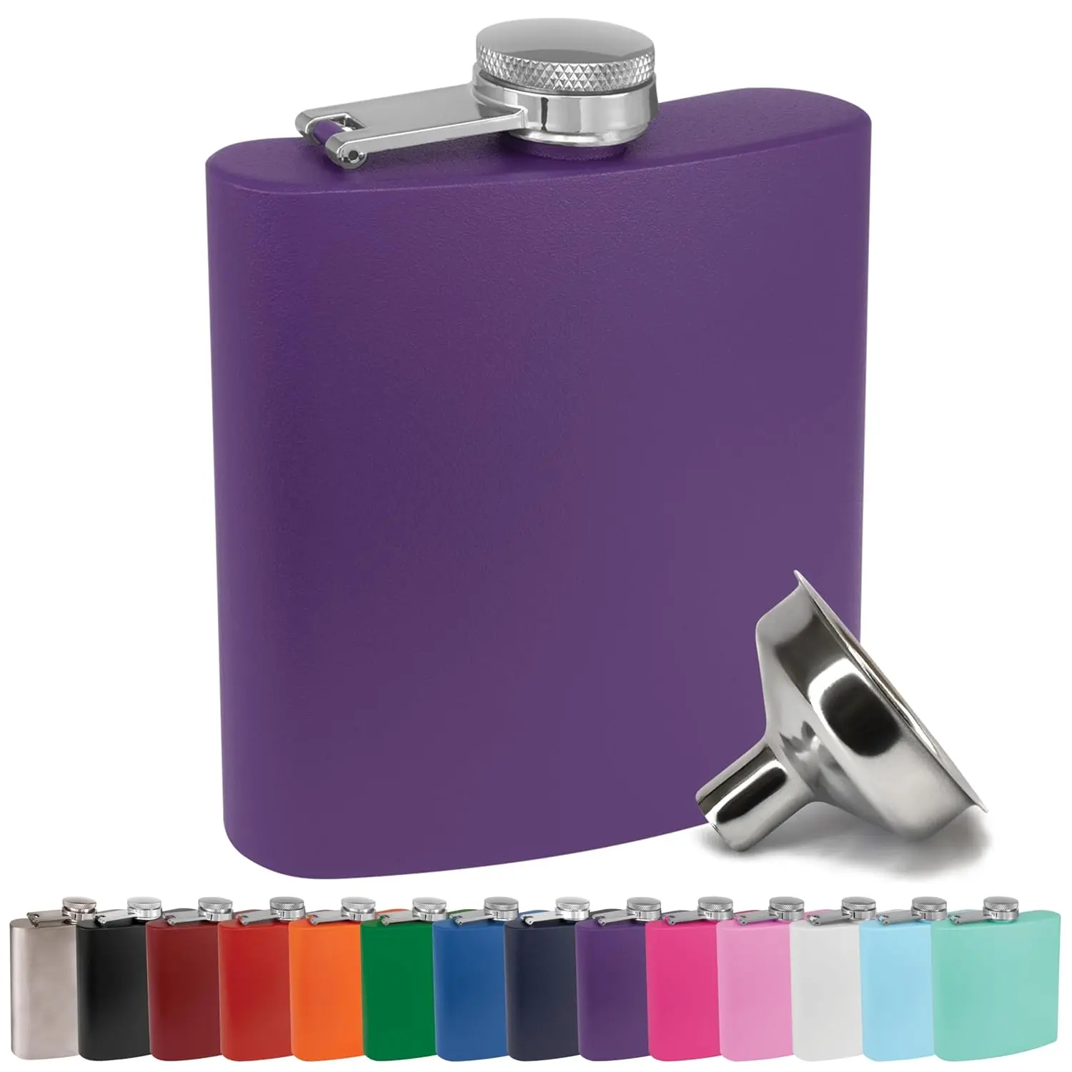 6 oz Stainless Steel Hip Flask with Funnel for Men & Women, Powder Coated Flask Gift Sets for Groomsmen, Bridesmaids, Wedding Party Whiskey Flask for Liquor, by Clear Water Home Goods
