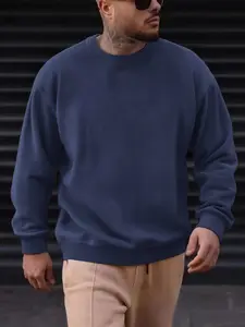 Men's Comfortable Breathable Crew Neck Sweatshirt, Moisture-Wicking Soft Warm Pullover for Cold Weather Activities Daily Wear