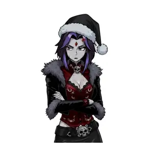 Raven Gothic Christmas Edition – Dark Holiday Anime Sticker with Skull Outfit for Collectors