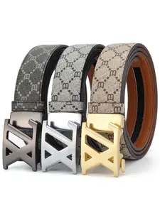 2026 Trendy Adjustable Belt for Men & Women | Stylish Monogram Pattern + Modern X-Shaped Automatic Buckle | 3 Colors for Casual/Formal Looks