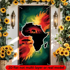 2D Flat - 2D Door Banner 1pc 2D Flat Banner | Beautiful Africa Door Banner, Polyester, 35.4In * 70.8In | Perfect For Weddings, Birthdays, And Seasonal Porch Decorations, Ysw Brand