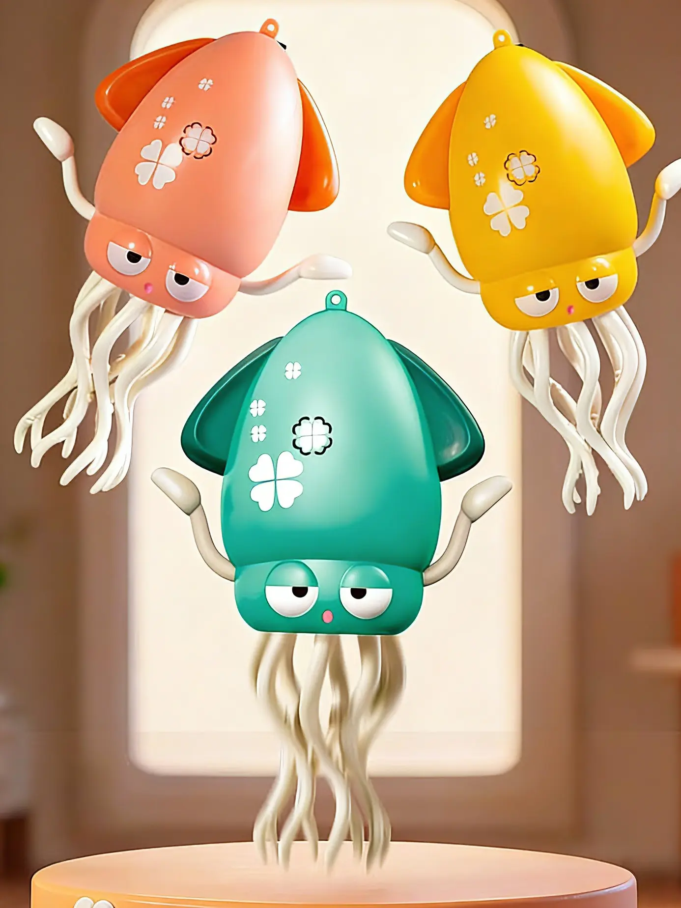 Magic Twisting Cat Head Massager Keychain - Lightweight Silicone Wavy Tentacle Pet Scalp Tool, Cute Squid Design, Kitten Safe for Home, Car, Traveling Stress Relief, Small Animal Cat Supplies
