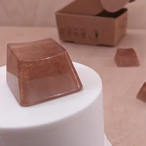 ResinKeyWorks Copper Blank 1U Accent Keycaps, Transparent Hand Polished Resin OEM Caps with MX stems