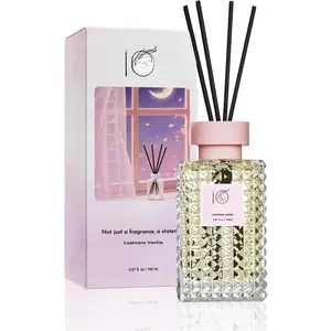 Reed Diffuser Set, Cashmere Vanilla Scented   Air Freshener for Bathroom Shelf Decor, 5.07 fl oz/150ml Essential Oil with Sticks