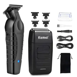 Kemei Km-2299+km-1102 Hair Trimmer Set, High Quality Trimmer, Wireless Design, Precision Blades, Long Battery Life, Perfect Gift for Men, Hair Clippers