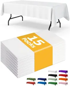 LAOGESH White Plastic Table Cloth Rectangle Table 15 Pack, 54''×108'' Tablecloth for 6ft Tables, Table Cloth for Disposable Use, Table Cover for Holiday Party, Gathering