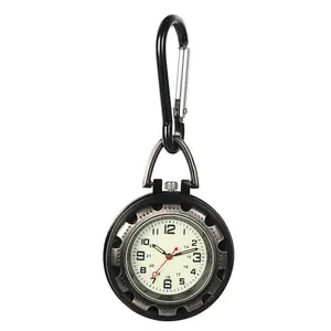 OIDEA Unisex Luminous Large Numeral Dial Rugged Quartz Pocket Watch with Heavy-Duty Carabiner Clip for Camping, Hiking, Daily Adventures
