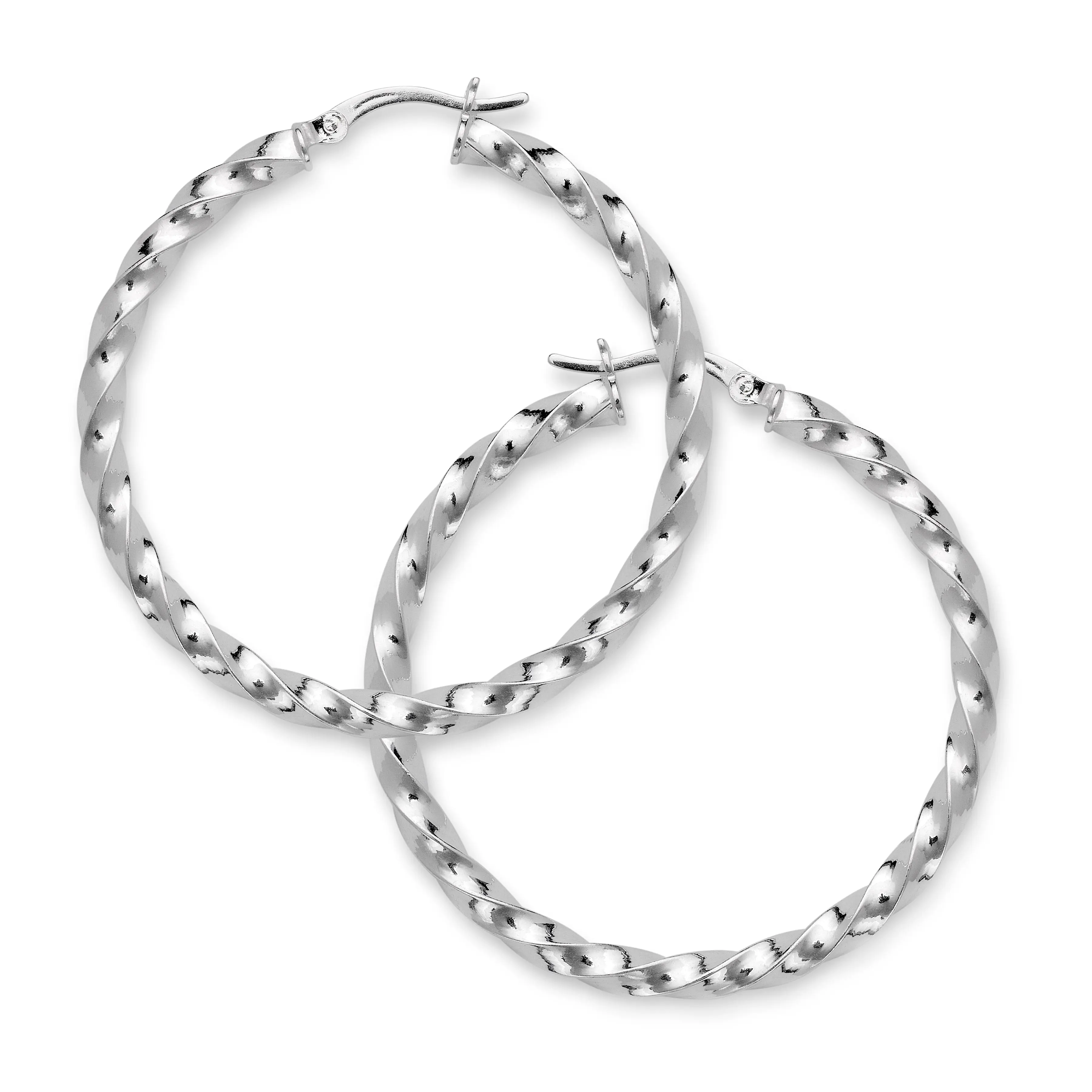 .925 Sterling Silver Twisted Tube Hoop Earrings for Adults, Multi-Size Silver Jewelry Accessories