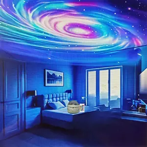 Aurora Effect Smart Touch Control LED Starry Sky Projection Lamp, Remote USB Charging, Adjustable Room Scene Decor, Living Room Decoration