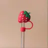 Silicone Strawberry Design Straw Cover, 1 Count Cute Straw Tip Cover, Reusable Drinkware Accessories for Home Kitchen, 2024 Kitchen Gadgets, Gifts