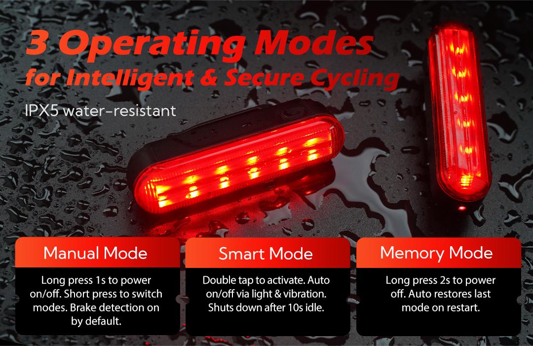 Super Bright Bike Laser Light USB Rechargeable 5 LED 6 Modes Waterproof Tail Light for Rear & Front Cycling Safety Warning Lamp Night Riding Mountain Biking