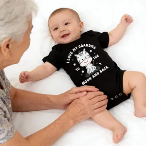 Grandma Moon and Back Zebra Baby Outfit, Adorable Granddaughter Grandson Romper, Perfect Love Gift for Grandma's Baby