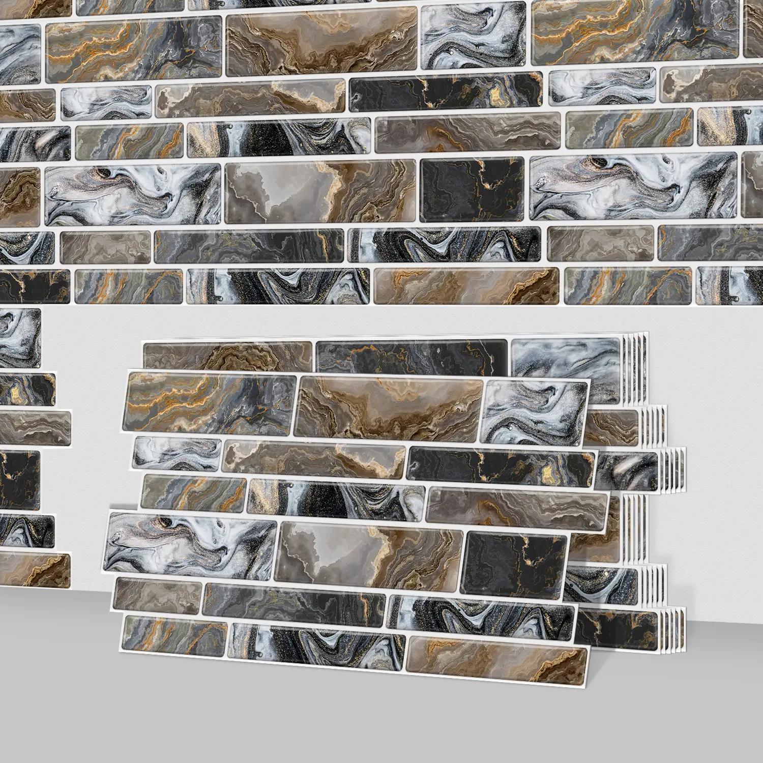Marble Tile Stickers, PVC Waterproof Moisture-Proof Decorative Renovation Stickers, Self Adhesive Stickers, Bedroom TV Background Wallpaper, Room Design Kitchen Bathroom