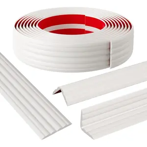 Peel and Stick Wall Corner Protector &  Guard, Self-Adhesive Flexible Trim Molding for Inside & Outside Corners, Wall, Countertop, 1.6" W x 20' L, White