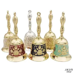 1PC Retro European Bell-Shaped Metal Hand Bell, Portable Handheld Ornament, Classic Home Decor for Christmas, Festive Parties, Alarm Reminder and DIY Craft Projects
