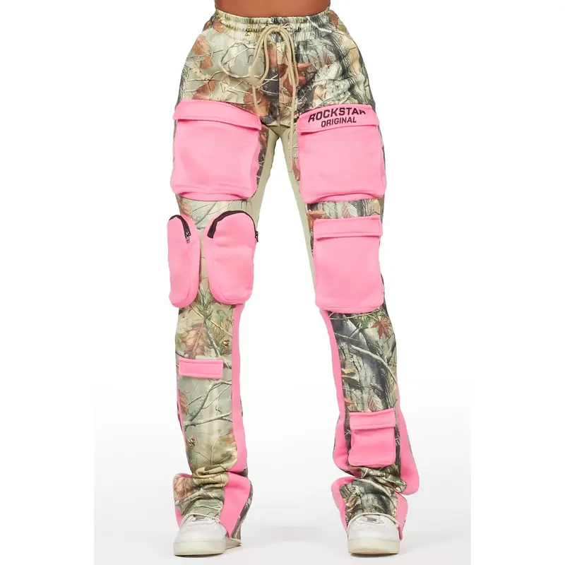 Norika Pink Tree Camo Stacked Track Pant - TikTok Shop