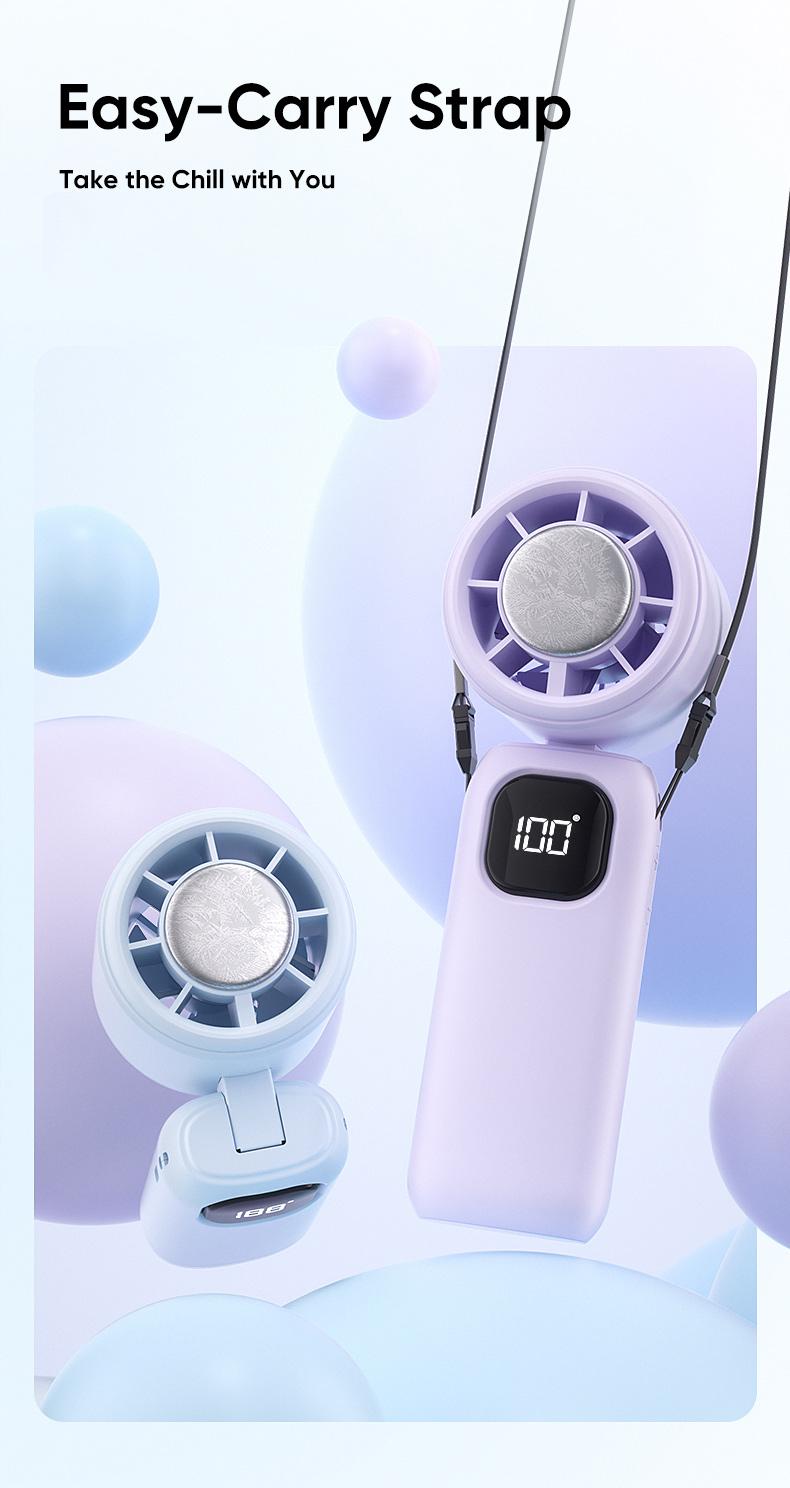 MAGIC JOHN 3 in 1 Mini Handheld Cooling Fan, 100 Speed Wind Power & Ice Cooling Function, Small Foldable 3-IN-1 Neck/Desk/Hand Fan, Pocket Design for Travel/Summer/Concerts/Lash, Gifts for Girls