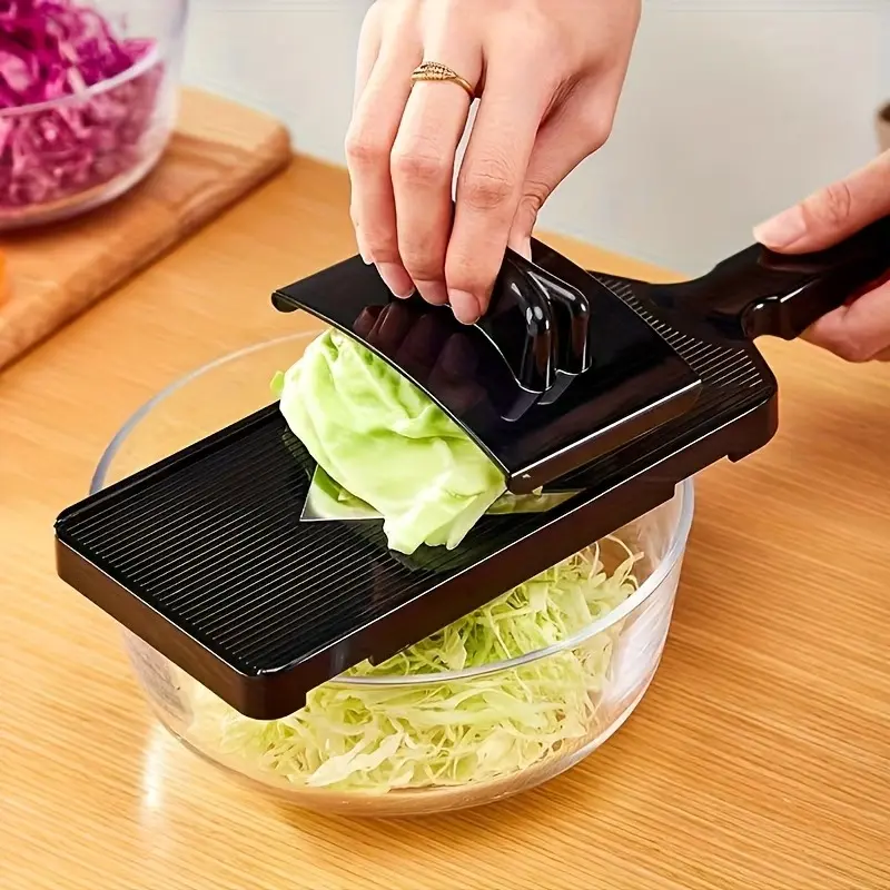 1pcs Cabbage Slicer Manual Plastic Vegetable Scraper Shredder & Grater with Ergonomic Handle-Heavy-Duty Multi-Purpose Cabbage Cutter for Coleslaw Slicing Greens Potatoes Carrots Onions-Lightweight & Easy Design Compact Kitchen Tool-White/Black