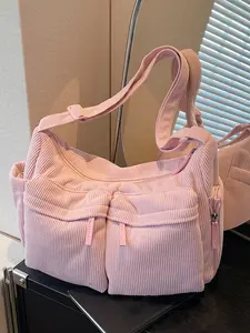 Niche Design Sweet and Gentle Crescent Shoulder Bag, Double Front Pockets with Large Capacity Underarm Shoulder Bag, Casual Versatile， Trendy Fashionable Beige Crossbody Bag, Suitable for Daily Travel, Shopping, Etc., Cross Body Bags