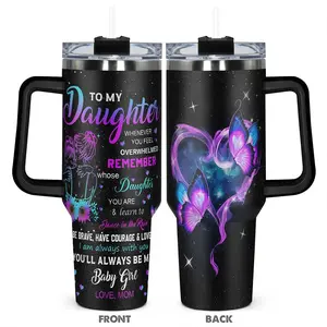 40oz Tumbler, Vacuum Insulated Tumbler, 1 Count Stainless Steel Cup with Handle, Double Layer Insulated, Gift for Daughter from Mother, Gift for Any Occasion, Drinkware, Insulated Water Bottle, Stainless Steel Tumblers