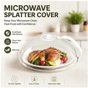 1pc Microwave Splatter Cover for Food, Transparent Microwave Pot Lid, Bowl Plate Service Cover, Essential Kitchen Item, Kitchenware, Clear