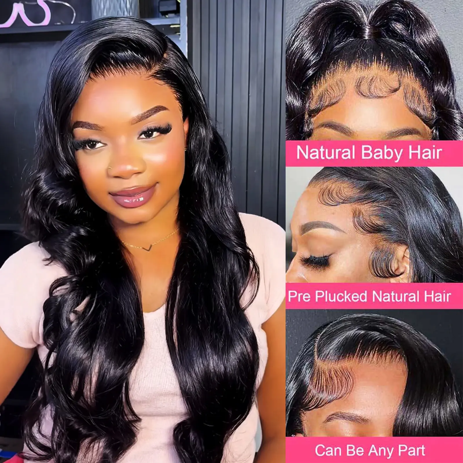 SISWIN Body Wave Wig 13x6 HD Lace Frontal Human Hair Wig, 180% Density Brazilian Body Wave Hair Wig for Women 13X6 Lace Front Frontlace Wig
