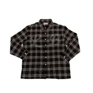 Loved n Blessed Rhinestone Flannel Black